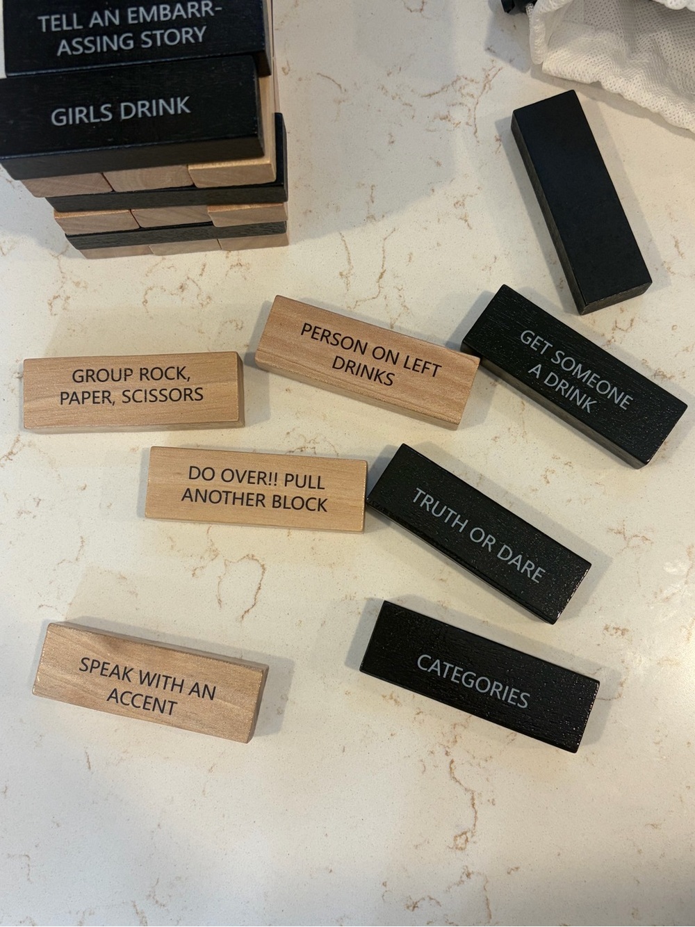 Adult Jenga Game - Black and Natural Wood - Picture 3 of 4